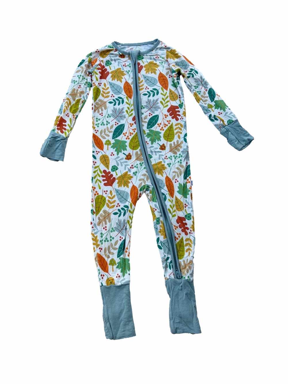 Little Sleepies Size 12-18 Months Warm Taupe Fall Leaves Bamboo Zippy Pajamas